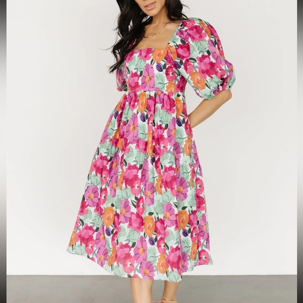 Aimee Puff Sleeve Midi Dress